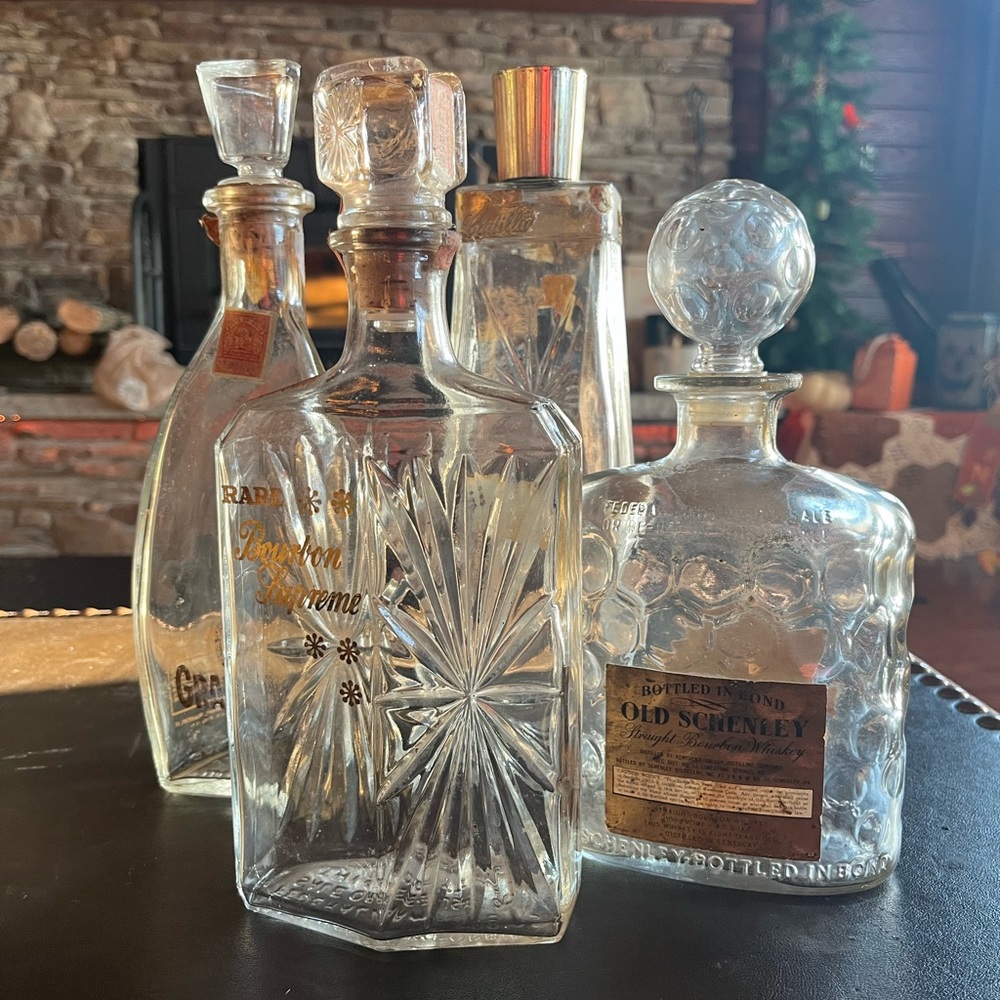 Lot of 4 Vintage Whiskey Bottles